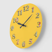 Heldere gele met grote schattige getallen 08 grote klok (Hoek)