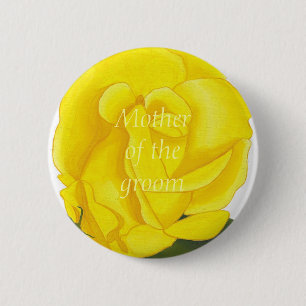 Heldere Gele Rose, moeder van de bruidegom, knop Ronde Button 5,7 Cm