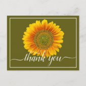 Heldere Gele Zonnebloem Groene Achtergrond Dank u Briefkaart (Voorkant)