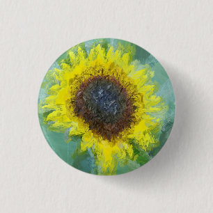 Heldere Gele Zonnebloem Ronde Button 3,2 Cm