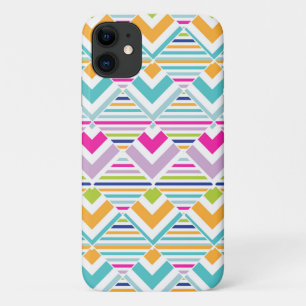 Heldere geometrische pastel regenboogpatroon iPhone 11 hoesje