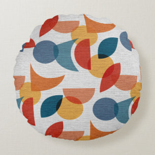 Heldere geometrische retro Abstract Rond Kussen