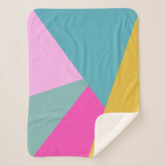 Heldere geometrische zonnesburstvormen Hot Pink Ye Sherpa Deken (Voorkant)