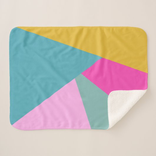 Heldere geometrische zonnesburstvormen Hot Pink Ye Sherpa Deken (Voorkant (horizontaal))