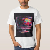 Heldere, gepixelde computermonitor t-shirt (Voorkant)