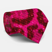 Heldere Glitter Gem roze en zwarte luipaard afdruk Stropdas (Opgerold)