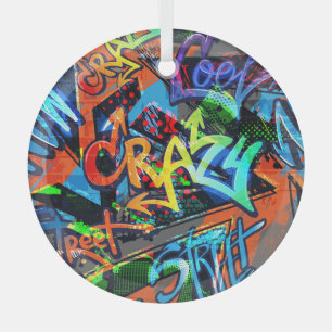Heldere graffiti, stedelijke grafische vormgeving. glas ornament