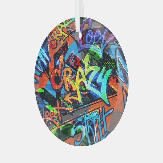 Heldere graffiti, stedelijke grafische vormgeving. glas ornament (Voorkant links)