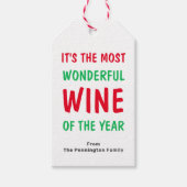 Heldere Grappige Wijn Kerstmis Cadeaulabel (Voorkant)