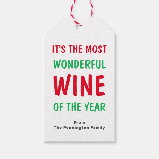 Heldere Grappige Wijn Kerstmis Cadeaulabel (Voorkant)