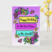 Heldere grillige verjaardag voor nichtje kaart (Gele Bloem)