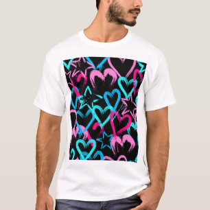 Heldere harten en sterren, naadloos patroon. t-shirt