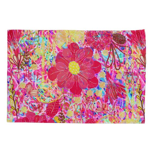 Heldere heldere bloemen kussensloop (Achterkant-Links)