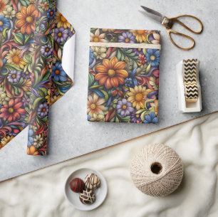 Heldere herfst bloeit cadeaupapier