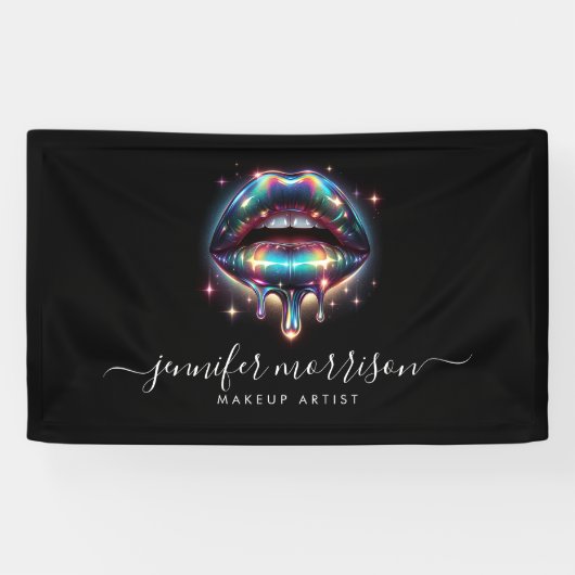 Heldere Holografische Lips Make-up Artiest, Schoon Spandoek (Horizontaal)
