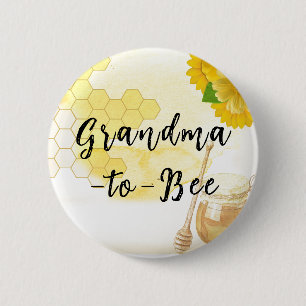 Heldere honing met groen en gele bloemen ronde button 5,7 cm