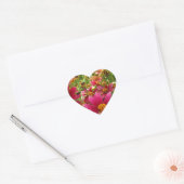 Heldere Hot Pink en gele Daisy bloemen Hart Sticker (Envelop)