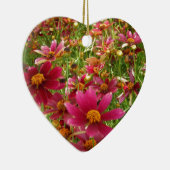 Heldere Hot Pink en gele Daisy bloemen Keramisch Ornament (Rechts)