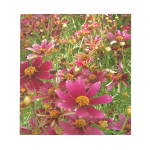 Heldere Hot Pink en gele Daisy bloemen Notitieblok