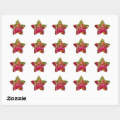 Heldere Hot Pink en gele Daisy bloemen Ster Sticker (Vel)