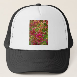Heldere Hot Pink en gele Daisy bloemen Trucker Pet