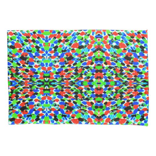 Heldere Ikat Red Green Multi Print Kussensloop (Voorkant)