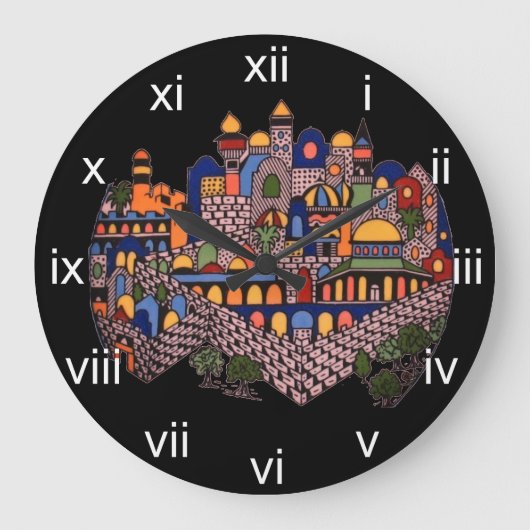 Heldere Jeruzalem wandklok Grote Klok (Voorkant)