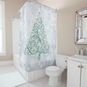 Heldere kerstboom Scroll in rood en groen Douchegordijn (In situ)