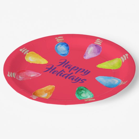 Heldere kerstlampen Prettige feestdagen Papieren Bordje (Gekanteld)