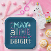 Heldere kersttypografie ID264 Papieren Bordje (Feest)