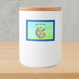 Heldere kleur Cartoon Schattigee Hagedis Blauw Ran Voedselcontainer Etiket