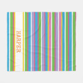 Heldere kleur Strepen NAAM Modern Preppy Fun Hip Fleece Deken (Voorkant (Horizontaal))