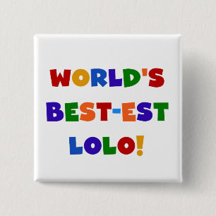 Heldere kleuren Best-est Lolo T-shirts en geschenk Vierkante Button 5,1 Cm