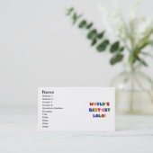 Heldere kleuren Best-est Lolo T-shirts en geschenk Visitekaartje (Staand voorkant)