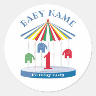 Heldere kleuren Elephant Carrousel 1st-partij Ronde Sticker