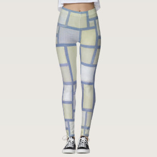 Heldere kleuren grijze lijnen   Piet Mondrian   Leggings
