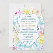 Heldere kleuren met  fietsbruiloft kaart (Voorkant)