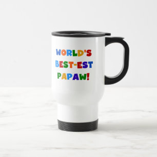 Heldere kleuren Papaw Tshirts en cadeautjes Reisbeker