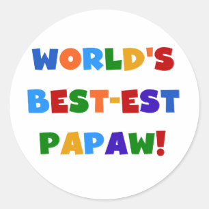 Heldere kleuren Papaw Tshirts en cadeautjes Ronde Sticker