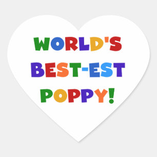 Heldere kleuren 's werelds beste Poppy Gifts Hart Sticker