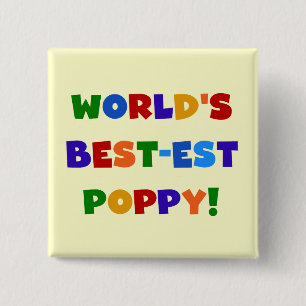 Heldere kleuren 's werelds beste Poppy Gifts Vierkante Button 5,1 Cm