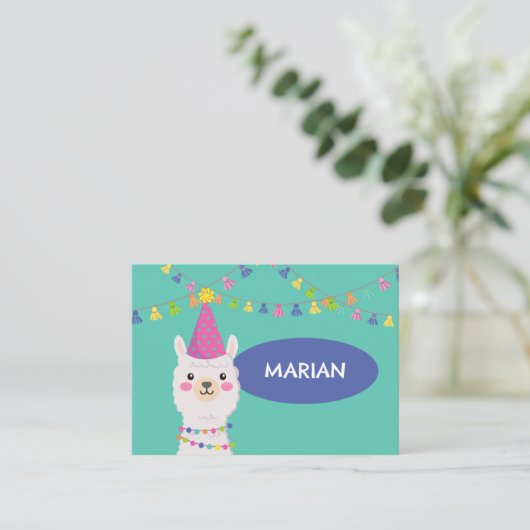 HELDERE KLEUREN SCHATTIGE LLAMA DANK U INFORMATIEKAARTJE (Staand voorkant)
