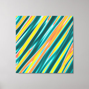 Heldere kleuren Striped Abstract acrylverf Canvas Afdruk