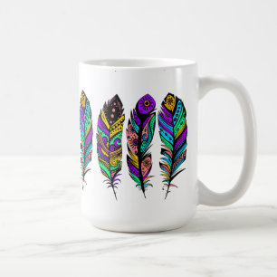 Heldere kleuren Tribal veren illustratie Koffiemok