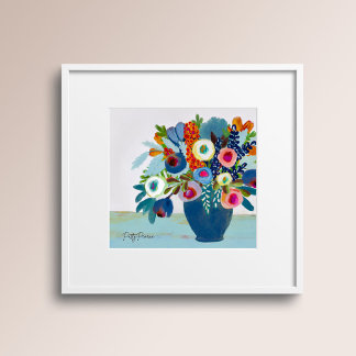 Heldere kleurenbloemen in een Vase Poster