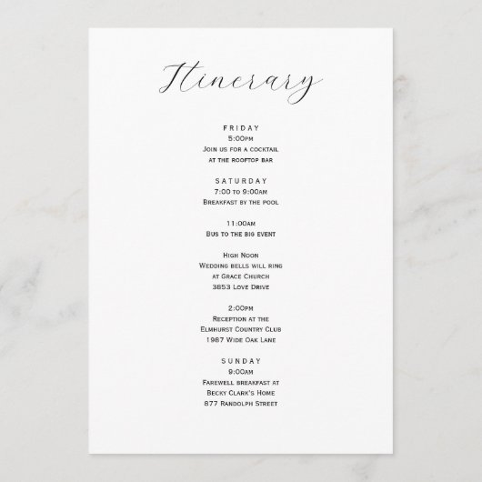 Heldere kleurrijke bruiloft welkomstbrief & route programma (Achterkant)