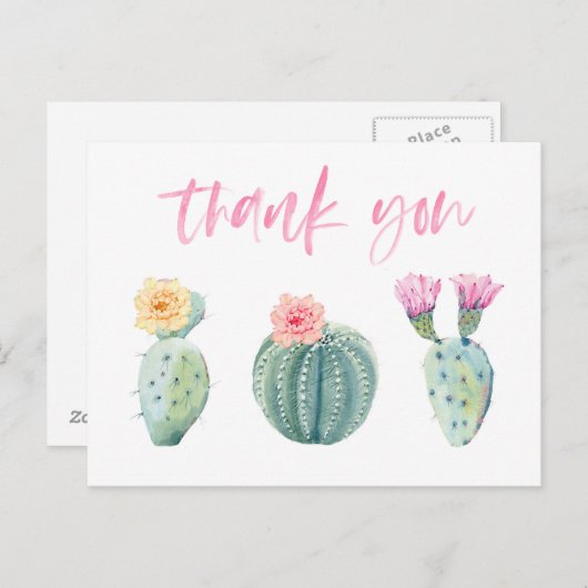 Heldere kleurrijke cactussen dank u opmerking vrie briefkaart (Voorkant / Achterkant)