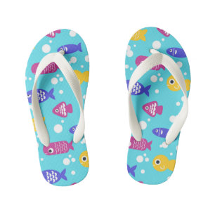Heldere Kleurrijke Cartoon Vis Patroon Blauw Kinder Teenslippers