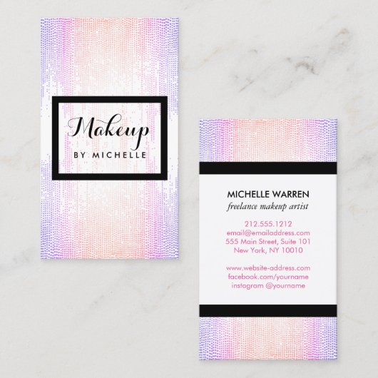Heldere Kleurrijke Confetti Stippen Make-up Artist Visitekaartje (Voorkant / Achterkant)