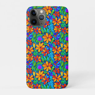 Heldere kleurrijke folk art bloemen iPhone 11 pro hoesje
